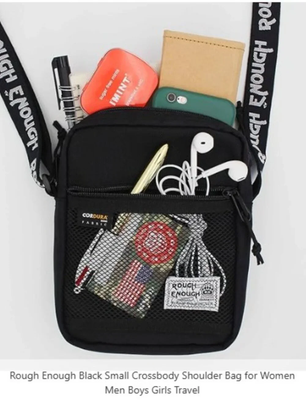 Rough Enough Black Crossbody Cordura Fabric